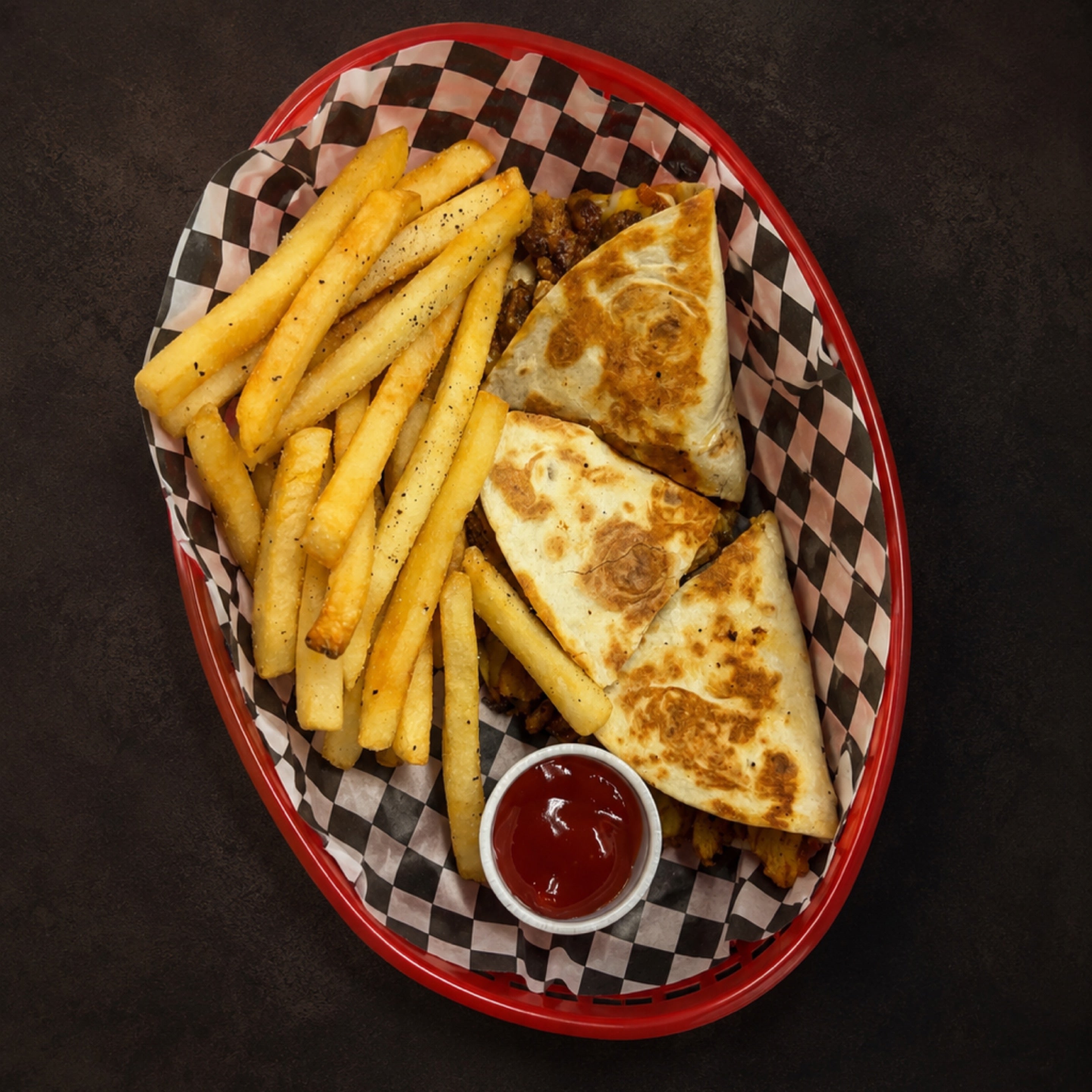 Chicken Quesidilla w/ Fries